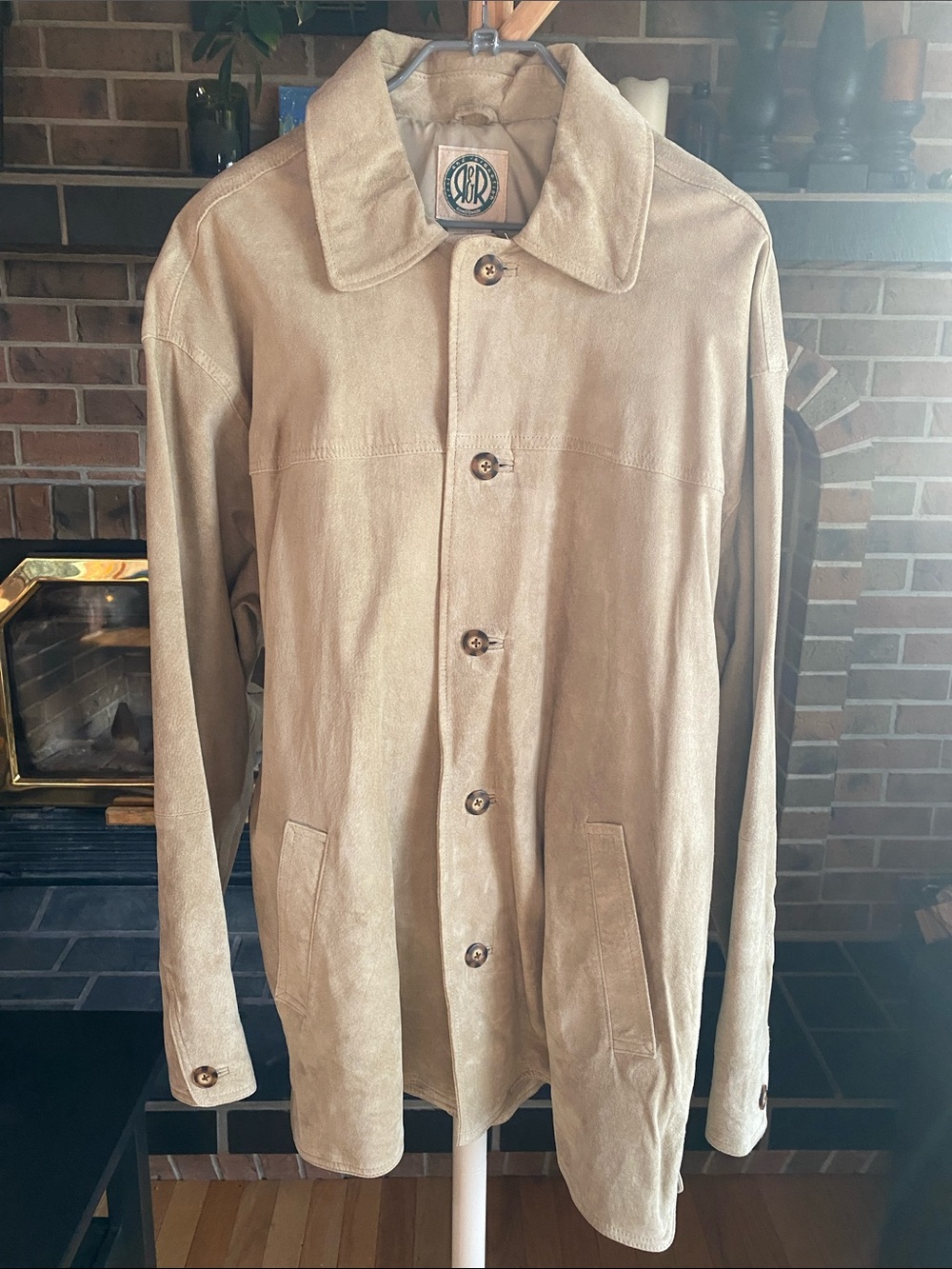 Vintage Suede Trench Coat in Beige by R&R